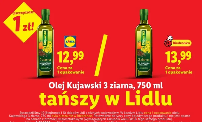 Olej Kujawski 3 ziarna promocja w Lidl