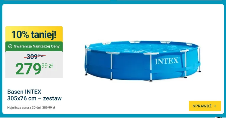 Basen INTEX 305x76 cm zestaw promocja w ERLI
