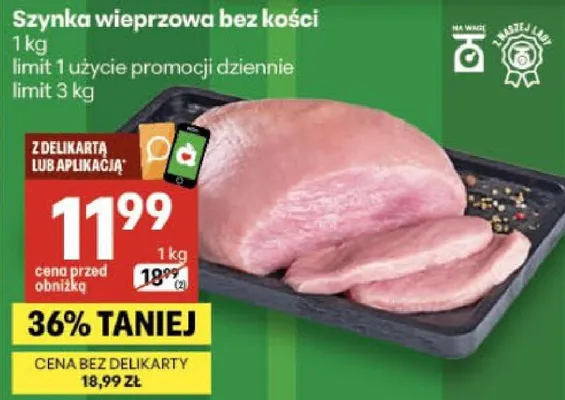 Szynka wieprzowa bez kości promocja w Delikatesy Centrum