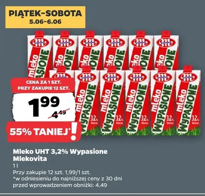 Mleko UHT 3,2% Wypasione Mlekovita promocja w Netto