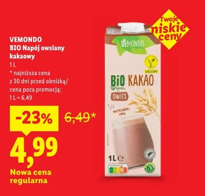 Napój owsiany kakaowy Vemondo promocja w Lidl