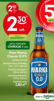Piwo Warka Classic 0.0% promocja w Żabka
