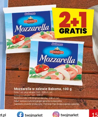 Mozzarella w zalewie Bakoma promocja w Twój Market
