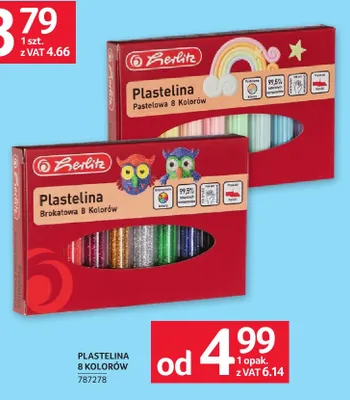 Plastelina brokatowa Herlitz 8 kolorów promocja w Selgros