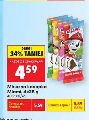 Mleczna kanapka Miami 4-pak promocja w Biedronka