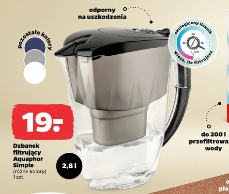 Dzbanek filtrujący Simple, różne kolory promocja w Netto