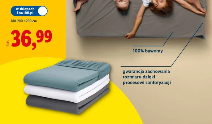 Prześcieradło dżersejowe z bawełny z gumką 180-200×200cm promocja w Lidl
