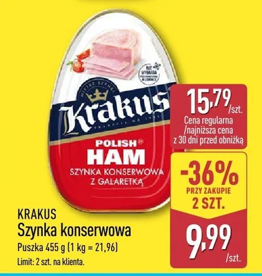 Szynka konserwowa z galaretką Krakus promocja w Aldi