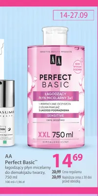 Łagodzący płyn micelarny do demakijażu twarzy Perfect Basic AA promocja w Hebe