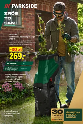 Rozdrabniacz elektryczny do gałęzi Parkside promocja w Lidl