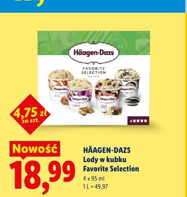 Lody w kubku Favorite Selection Häagen-Dazs 4-pak promocja w Lidl