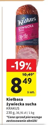 Kiełbasa żywiecka sucha promocja w Intermarche