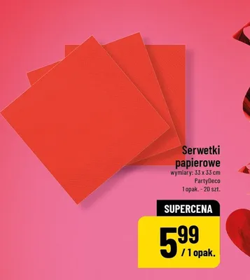 Serwetki papierowe wymiary: 33 x 33 cm PartyDeco 1 opak. 20 szt. promocja w POLOmarket