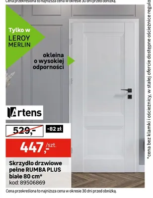 Skrzydło drzwiowe pełne Artens RUMBA PLUS białe promocja w Leroy Merlin