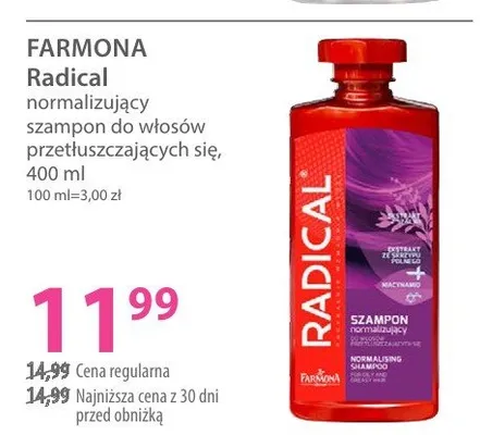 Szampon Radical normalizujący do włosów przetłuszczających się promocja w Hebe