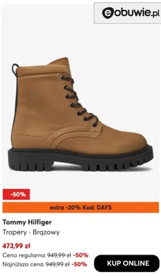 Trapery brązowe Tommy Hilfiger promocja w eobuwie.pl