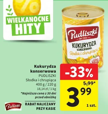 Kukurydza konserwowa Słodka i chrupiąca promocja w Intermarche