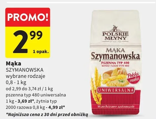 Mąka szymanowska wybrane rodzaje promocja w Intermarche
