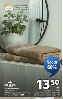 Ręcznik łazienkowy KRONBORG Karlstad 70x140 cm promocja w Jysk