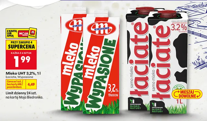 Mleko UHT Łaciate 3,2% promocja w Biedronka