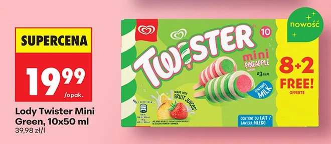 Lody Twister Mini Green promocja w Biedronka