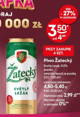 Piwo bezalkoholowe Žatecký Svetly Lezak promocja w Żabka