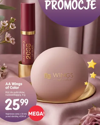 Róż do policzków rozświetlający AA Wings of Color promocja w Rossmann