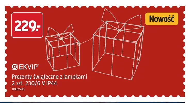 Prezenty świąteczne z lampkami 2 szt. Ekvip promocja w Jula