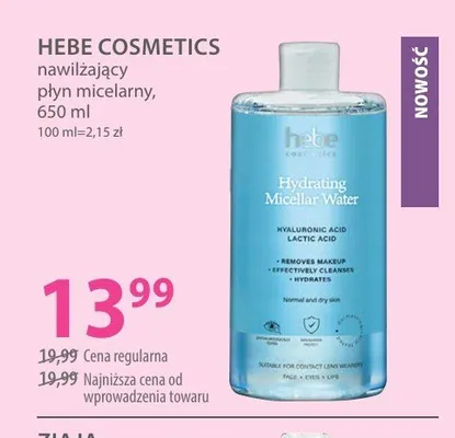 Płyn micelarny nawilżający Hebe Cosmetics promocja w Hebe