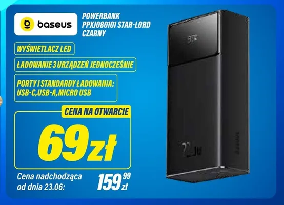 Powerbank Baseus PPXJ080101 Star-Lord czarny promocja w RTV EURO AGD