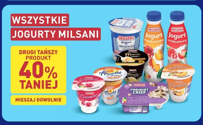 Jogurt brzoskwiniowy Milsani promocja w Aldi