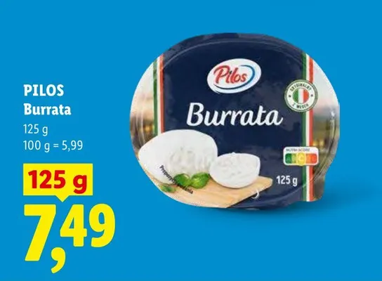 Ser burrata Pilos promocja w Lidl
