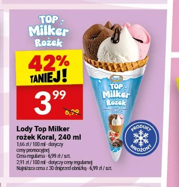 Lody Top Milker rożek Koral promocja w Twój Market