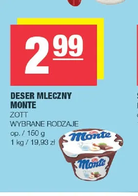 Deser mleczny Monte Zott promocja w SPAR