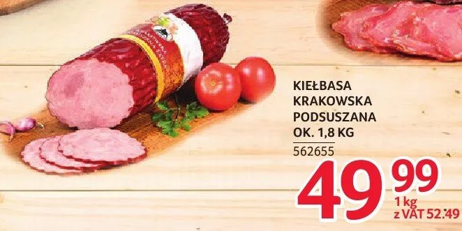 Kiełbasa krakowska podsuszana ŻMB Białystok ok. 1.8kg promocja w Selgros