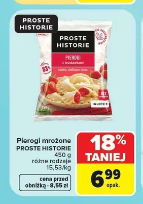 Pierogi mrożone z truskawkami Proste Historie promocja w Carrefour
