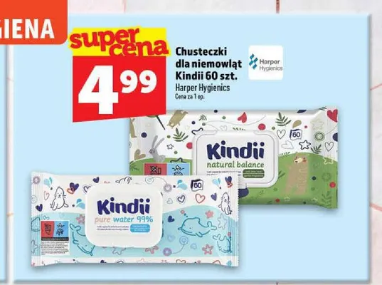 Chusteczki dla niemowląt Kindii promocja w TOPAZ