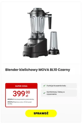 Blender kielichowy MOVA BL10 Czarny promocja w Media Expert