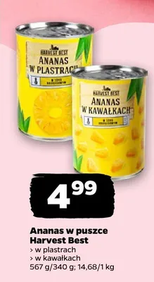 Ananas w puszce w plastrach Harvest Best promocja w Netto