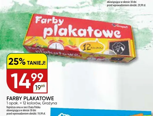 Farby plakatowe Grażyna 12 kolorów promocja w Chata Polska