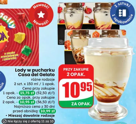 Lody w pucharku Casa del Gelato różne rodzaje promocja w Dino
