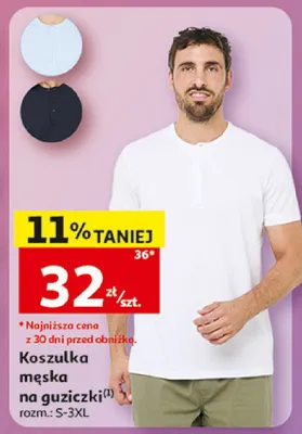 Koszulka męska na guziczki Inextenso rozm. S-3XL promocja w Auchan