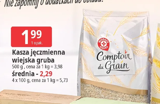 Kasza jęcmienna wiejska gruba promocja w Leclerc