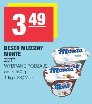 Deser mleczny Monte Zott promocja w SPAR