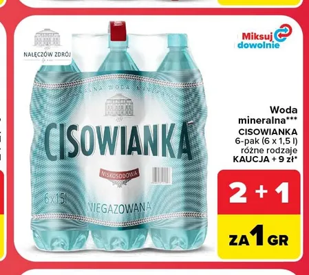 Woda mineralna niegazowana Cisowianka 6-pak promocja w Carrefour