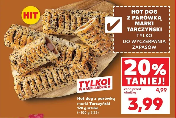Hot dog z parówką Tarczyński promocja w Kaufland