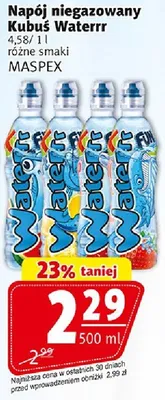 Napój niegazowany Kubuś Waterrr różne smaki promocja w Prim Market