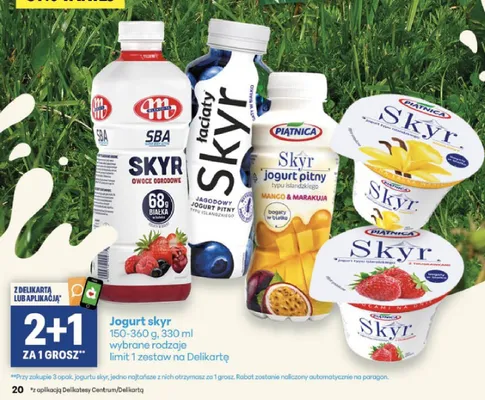 Jogurt pitny skyr Piątnica mango & marakuja promocja w Delikatesy Centrum
