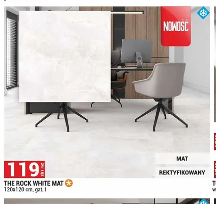 Gres The Rock White Mat 120x120 cm promocja w Merkury Market