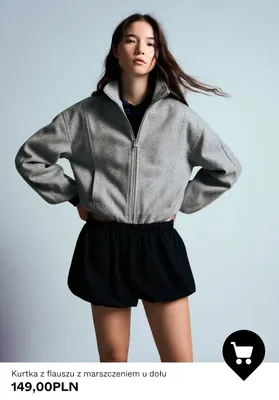 Kurtka z flauszu z marszczeniem u dołu promocja w Bershka